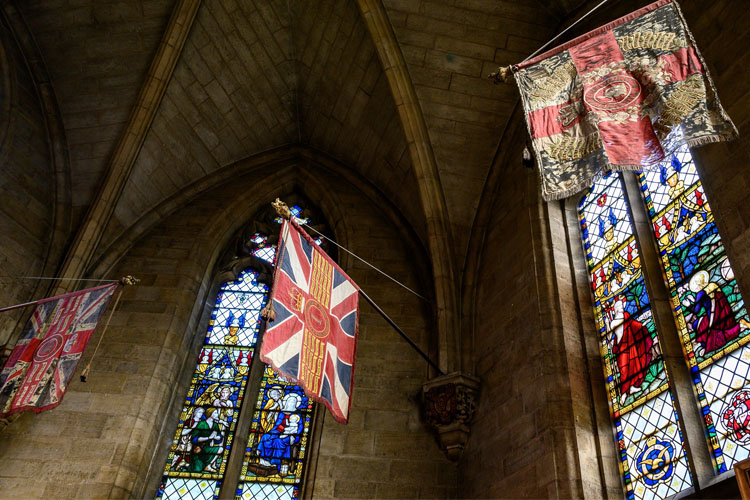 Military flags in St Saviour's