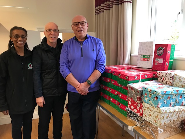 Christmas shoeboxes: Don with Mark and Debra