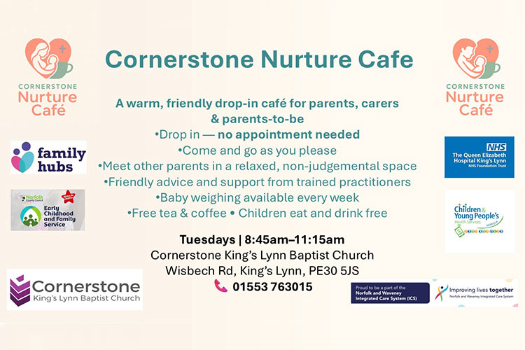 Cornerstone Nurture Cafe poster with details