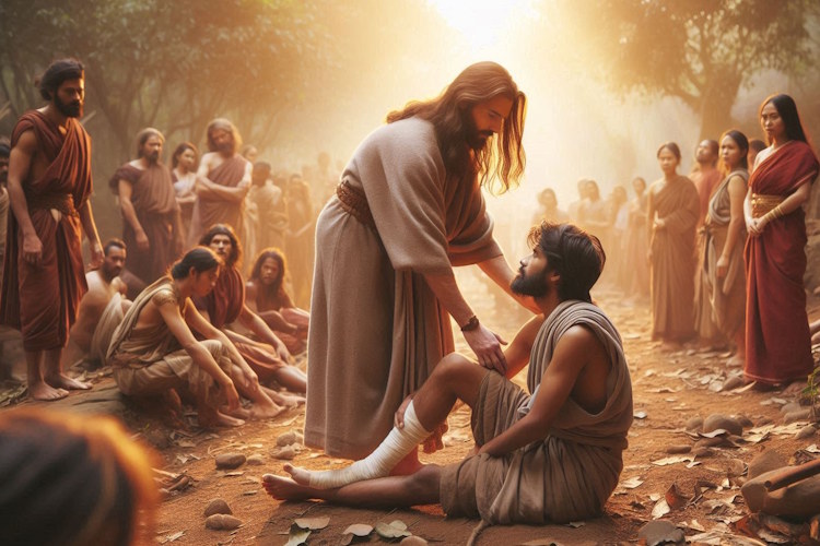 Jesus healing a cripple (AI generated) 