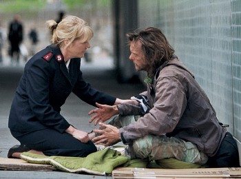 Homeless with officer